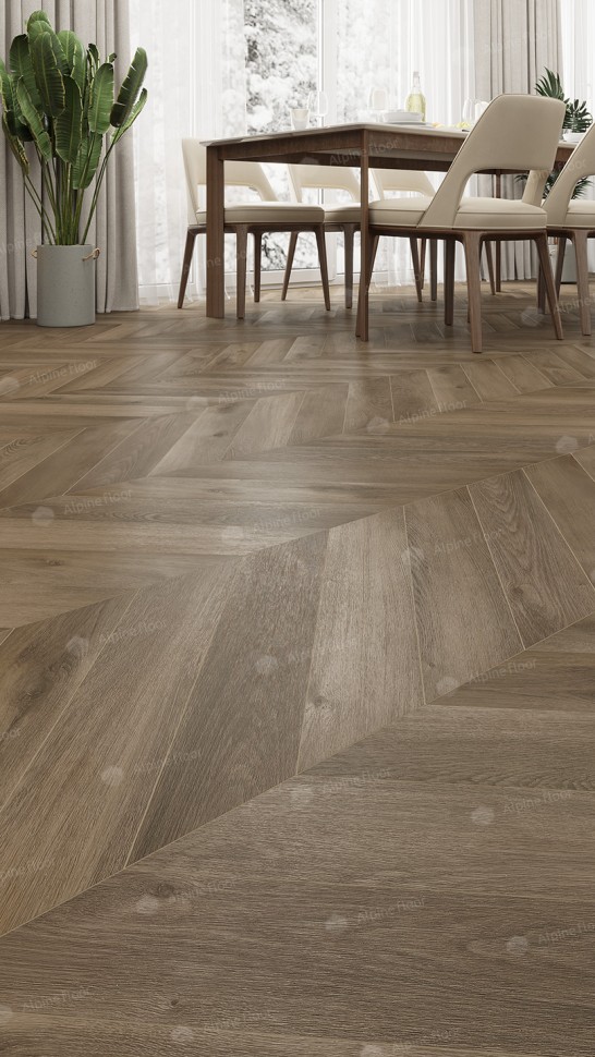 Кварц-винил Alpine floor Chevron 18-4 Дуб Насыщенный