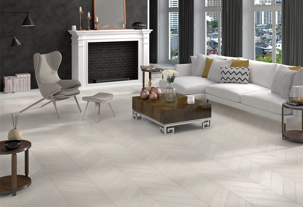 Инженерная доска Gran Parte Французская ёлка Бианко 