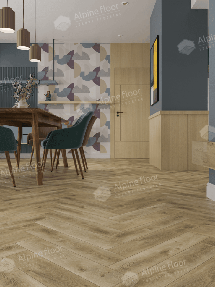 Кварц-винил Alpine floor Изящный паркет 13-34 Дуб Кастор