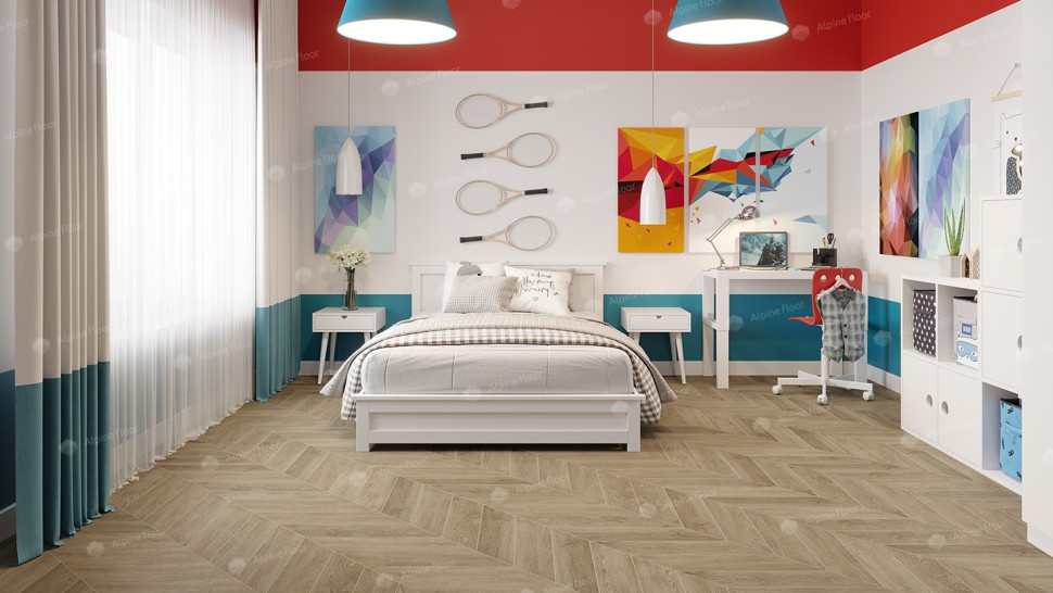 Кварц-винил Alpine floor Chevron LVT 20-2 Дуб Ваниль