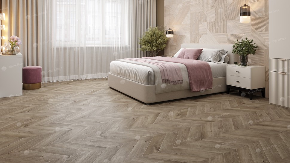 Кварц-винил Alpine floor LVT Chevron 20-3 Дуб Натуральный Отбеленный 
