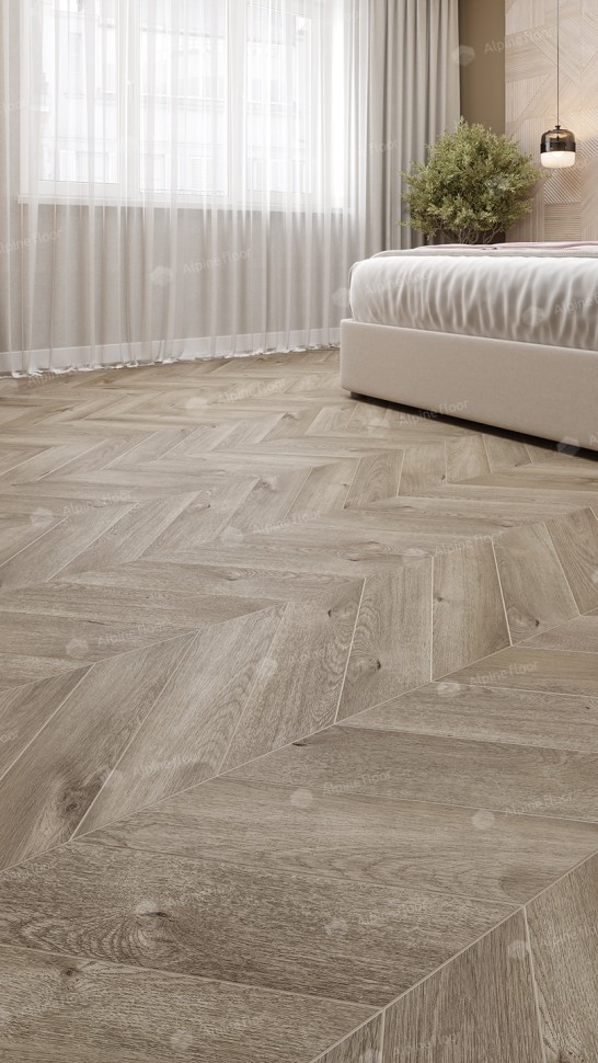 Кварц-винил Alpine floor LVT Chevron 20-3 Дуб Натуральный Отбеленный 