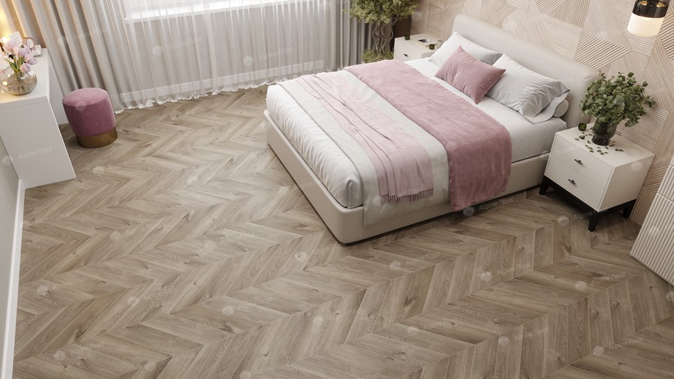 Кварц-винил Alpine floor LVT Chevron 20-3 Дуб Натуральный Отбеленный 