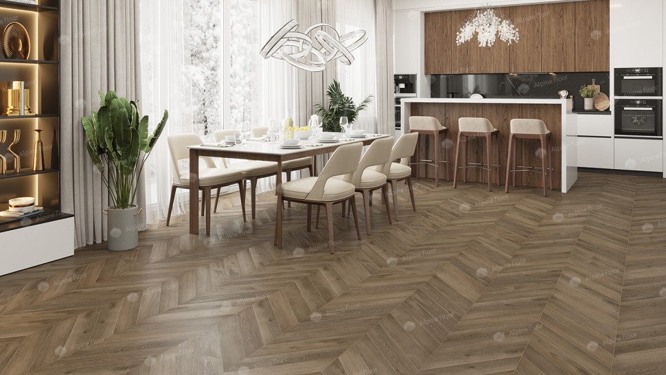 Кварц-винил Alpine floor Chevron LVT 20-4 Дуб Насыщенный