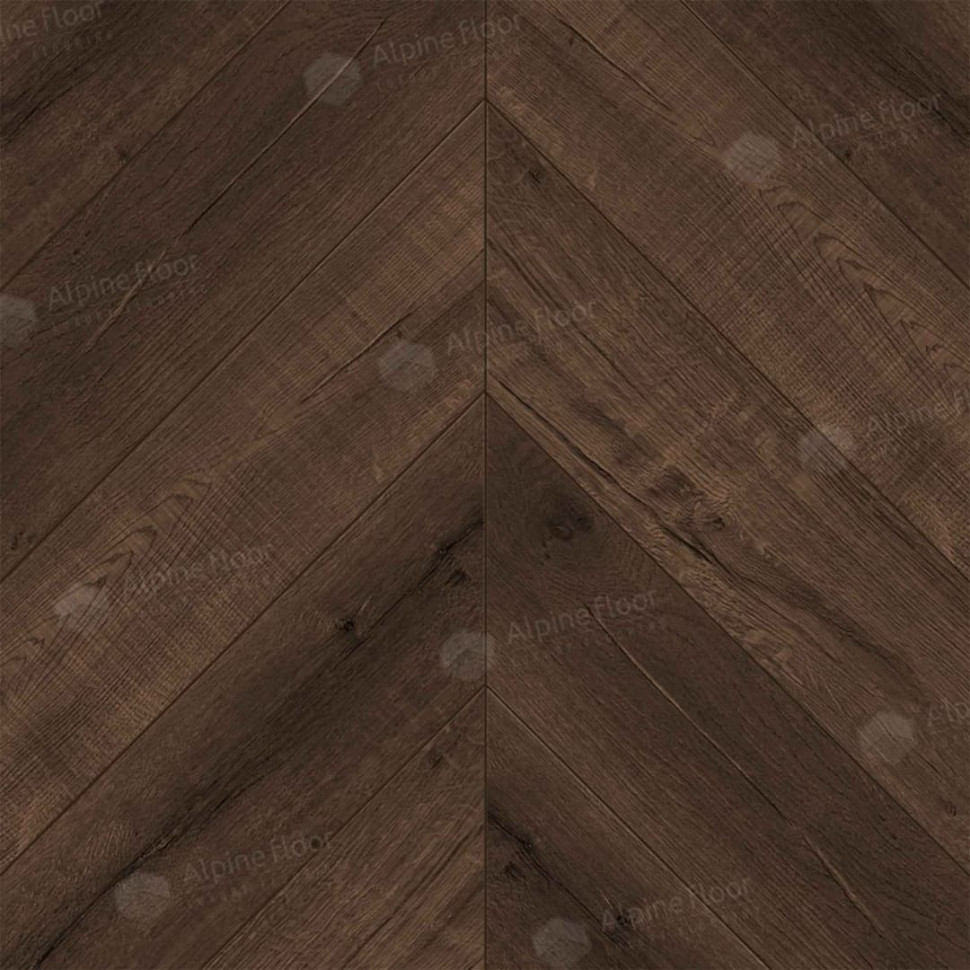 Кварц-винил Alpine floor Шеврон 18-12 Кофейный дуб Мокка