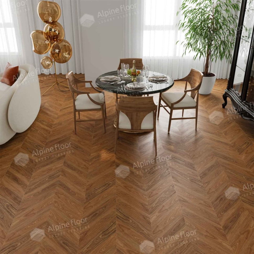 Кварц-винил Alpine floor Шеврон 18-22 Орех Нойер