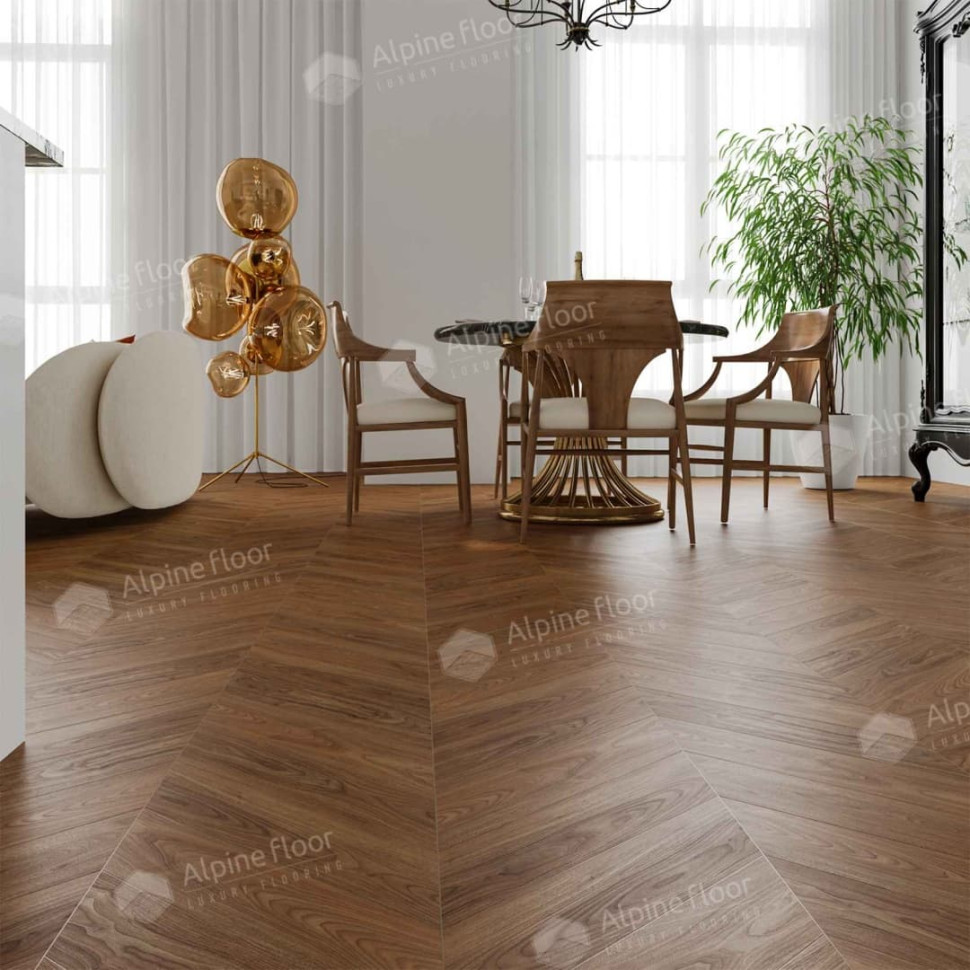 Кварц-винил Alpine floor Шеврон 18-22 Орех Нойер