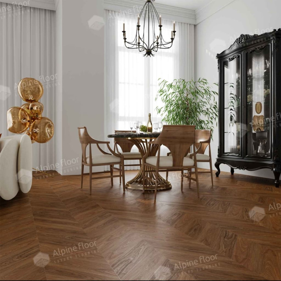 Кварц-винил Alpine floor Шеврон 18-22 Орех Нойер