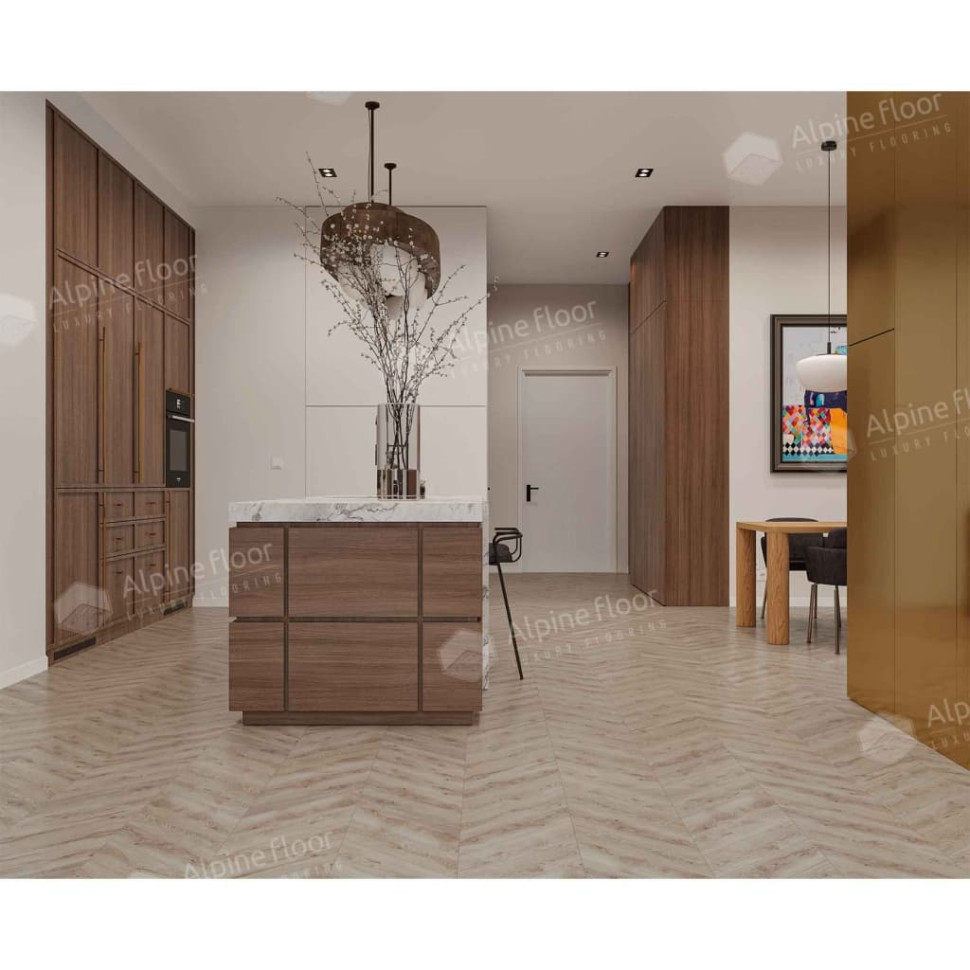Кварц-винил Alpine floor Шеврон 18-21 Гикори