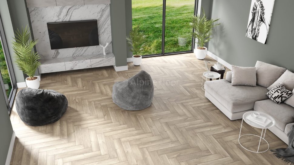 Кварц-винил Alpine floor Parquet light 13-5 Дуб Натуральный Отбеленный