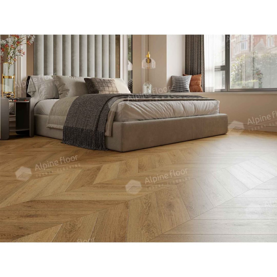 Кварц-винил Alpine floor Шеврон 18-15 Дуб Буна