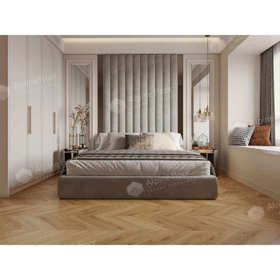 Кварц-винил Alpine floor Шеврон 18-15 Дуб Буна