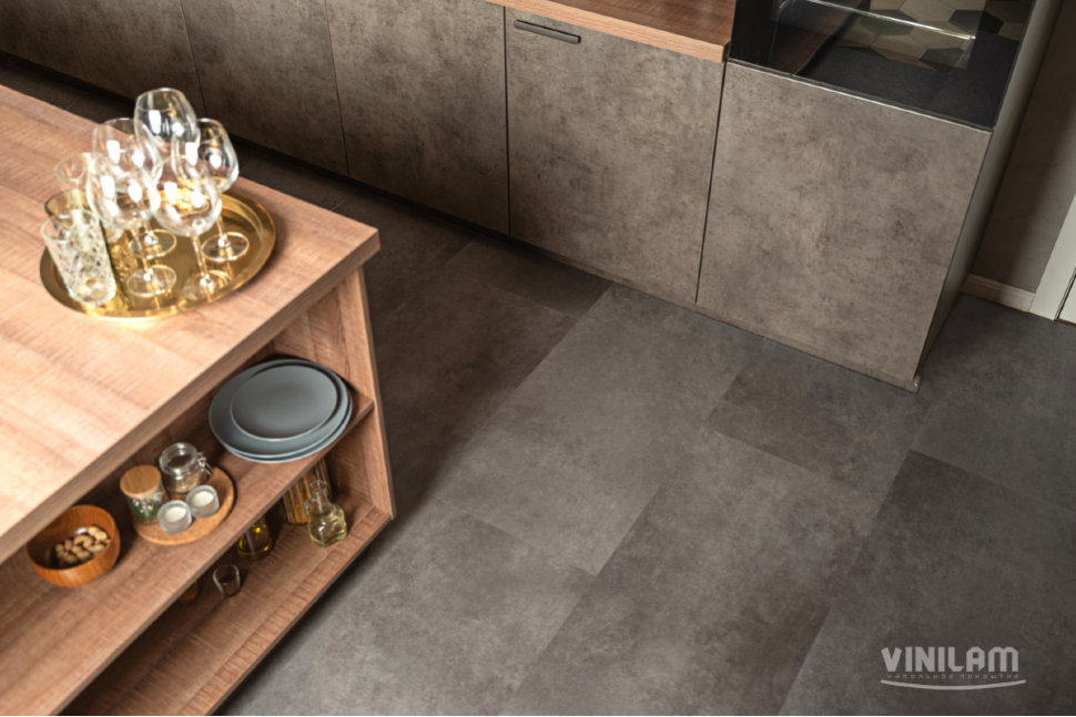 Кварц-винил Vinilam Ceramo Stone 71610 Цемент Стальной